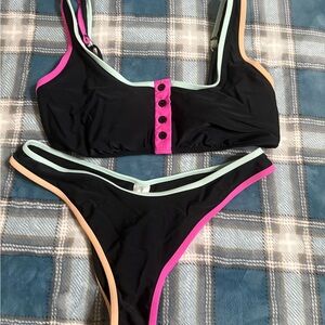 Hula Honey Black Garment with Mint Trim